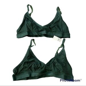 aerie Dark Green Sheer Stripe Bralette